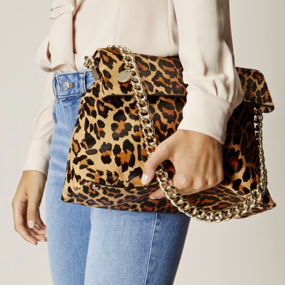 Karen Millen Regent Suede leopard Leather bag